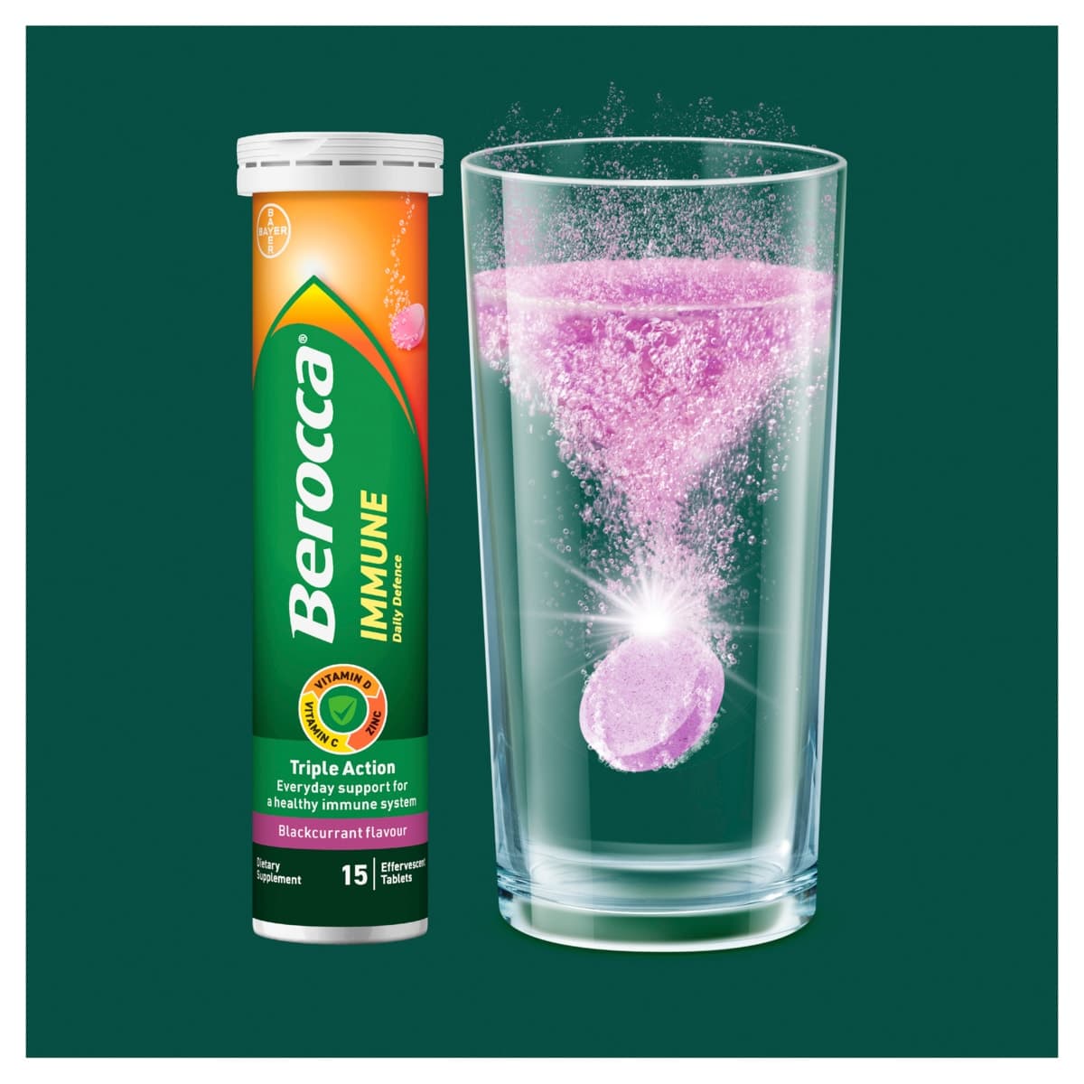 Thumbnail Berocca Immune Effervescent Tablets Blackcurrant 30 Pack