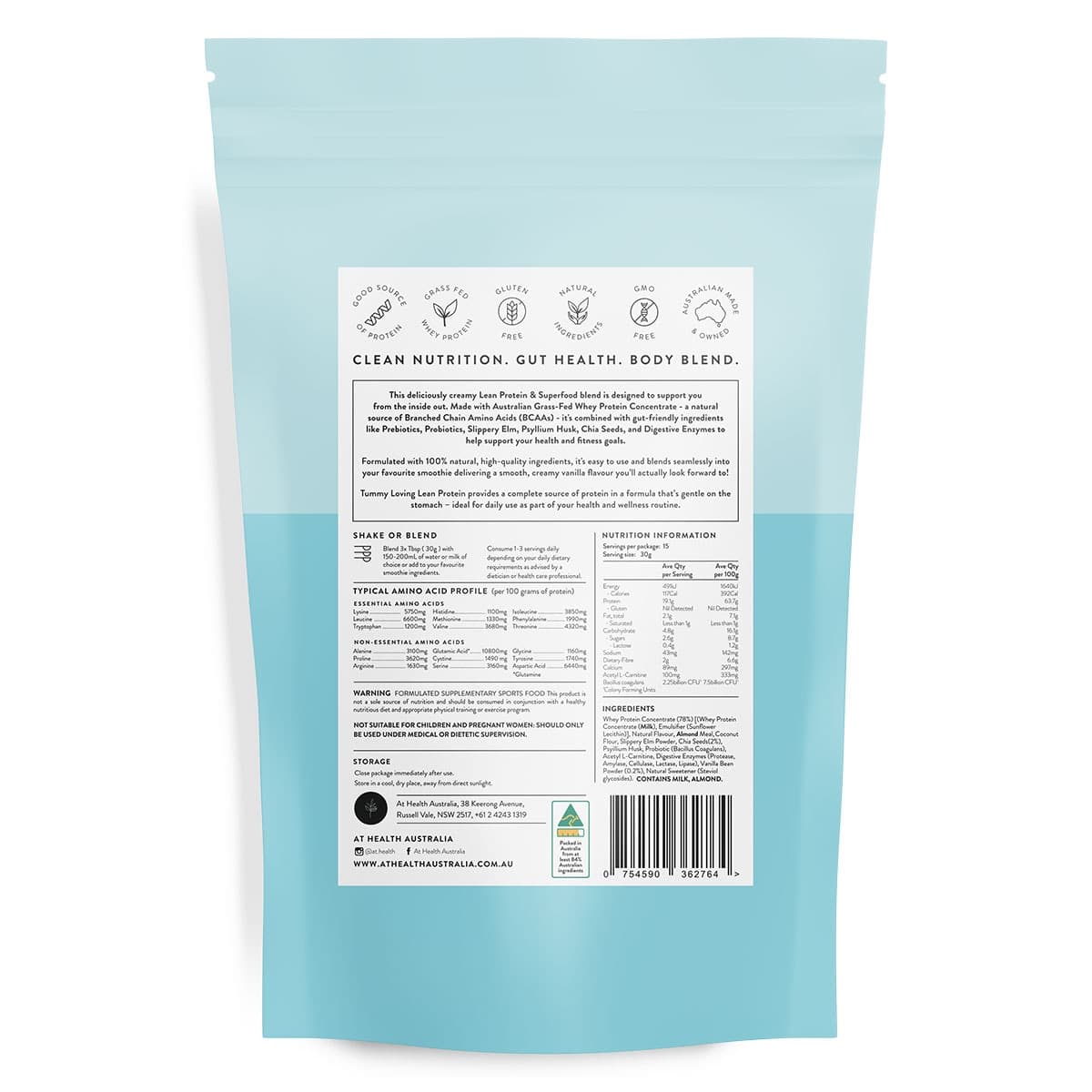 Thumbnail At Health Australia Tummy Loving Lean Protein Vanilla & Chia 450g