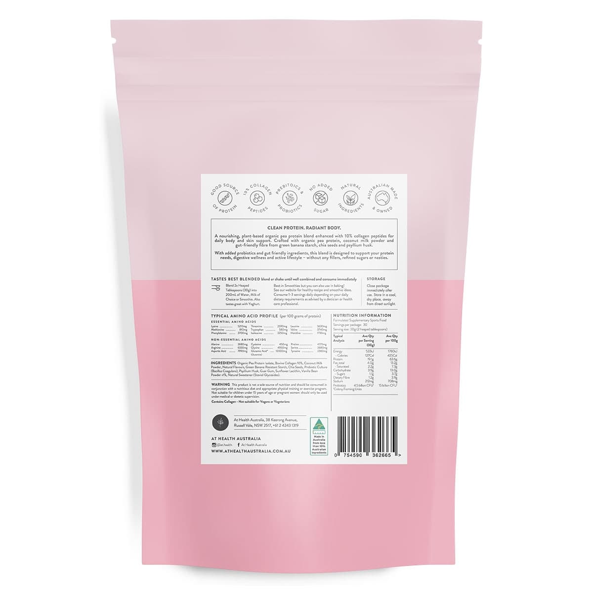 Thumbnail At Health Australia Radiant Body Protein with Collagen Vanilla 900g