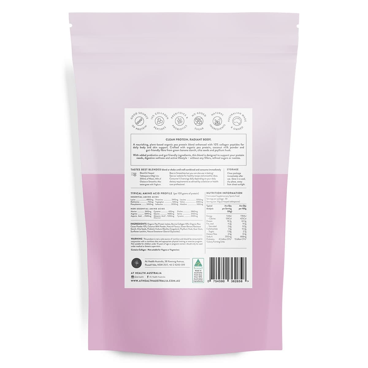 Thumbnail At Health Australia Radiant Body Protein Powder with Collagen-Cacao 900g