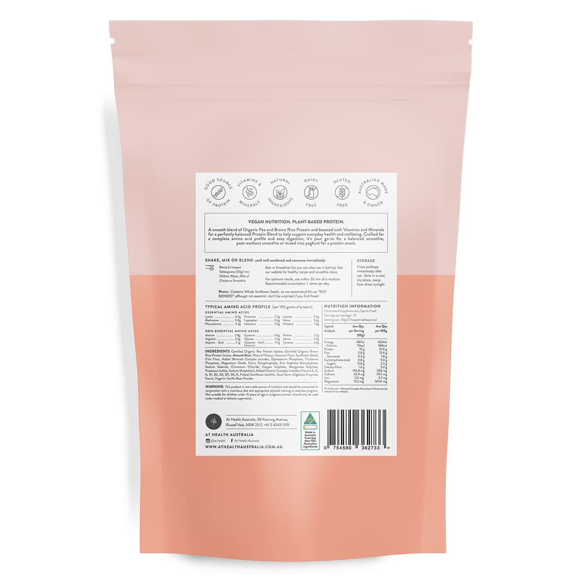 Thumbnail At Health Australia Organic Plant Based Protein Vanilla & Almond 450g