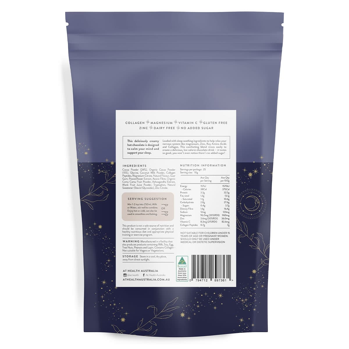 Thumbnail At Health Australia Before Bedtime Dreamy Hot Chocolate With Collagen 250g