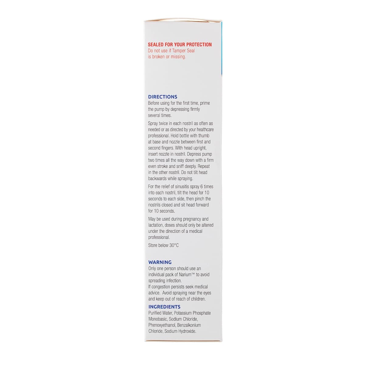 Thumbnail Narium Saline Nasal Spray 100ml