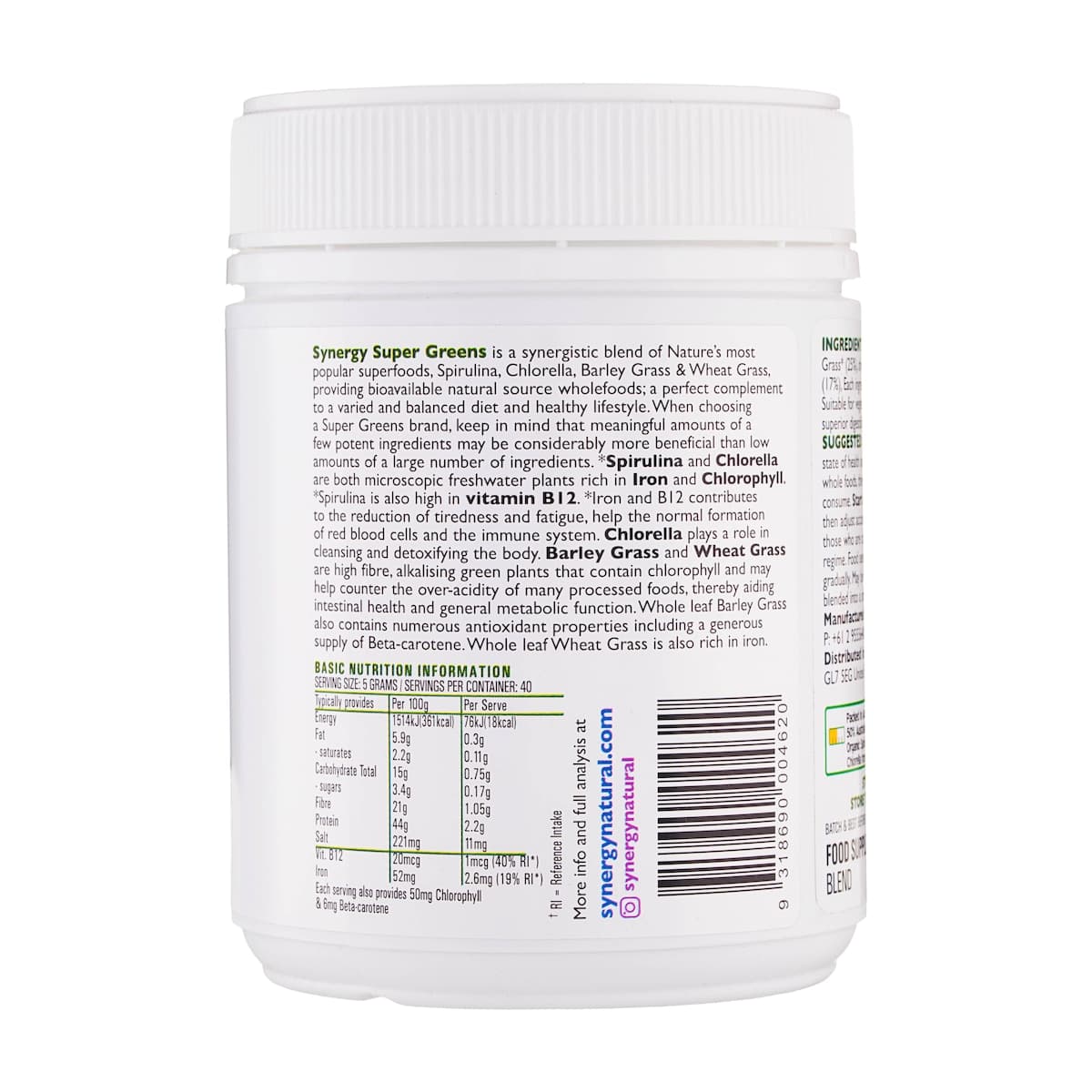 Thumbnail Synergy Natural Organic Super Greens Powder 200g