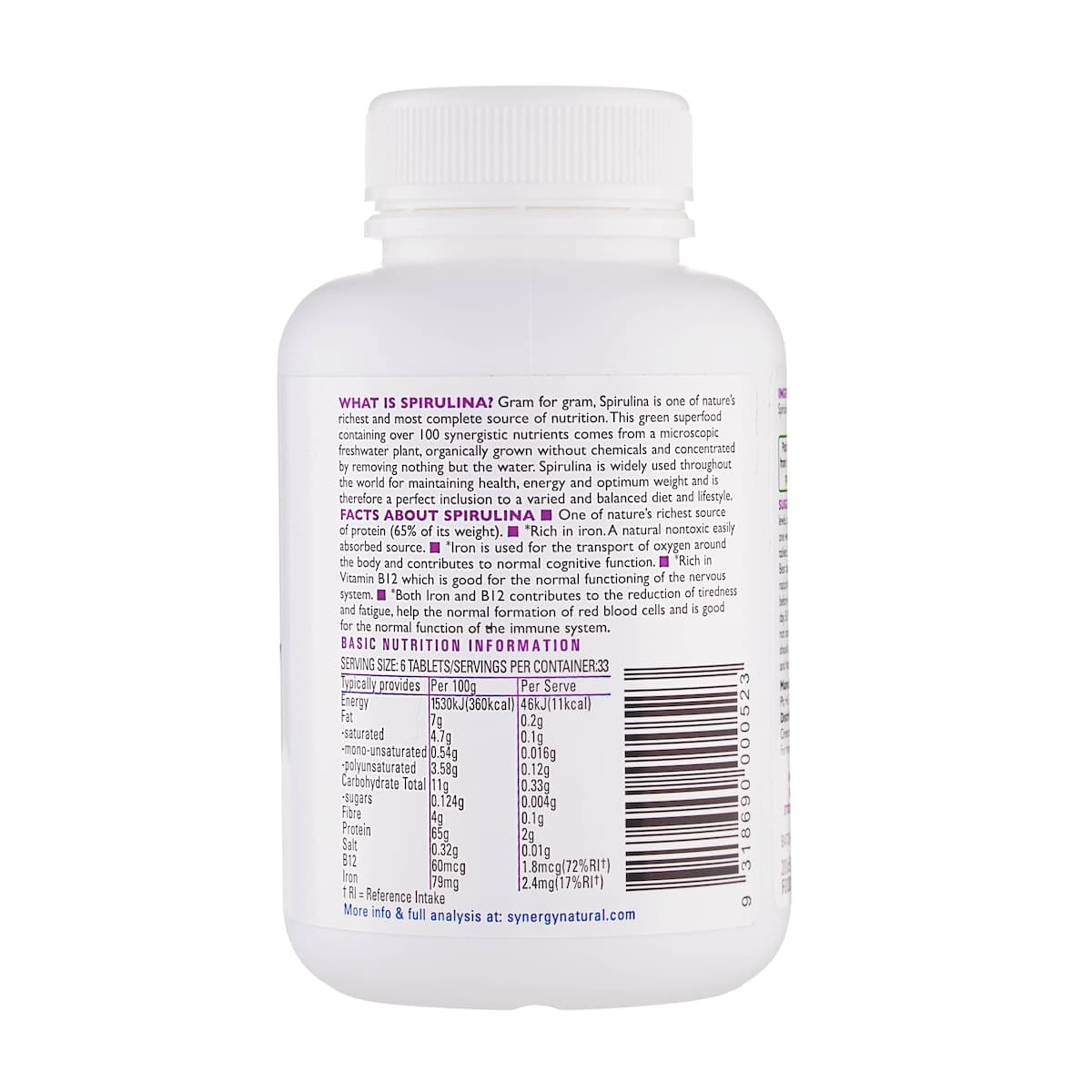 Thumbnail Synergy Natural Organic Spirulina 200 Tablets