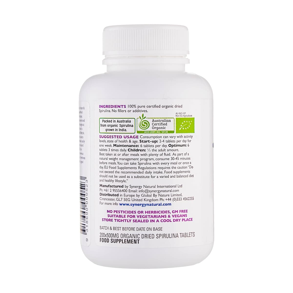 Thumbnail Synergy Natural Organic Spirulina 200 Tablets