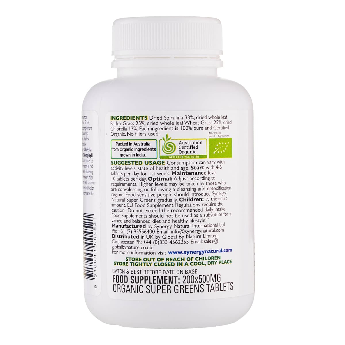 Thumbnail Synergy Natural Organic Super Greens 200 Tablets
