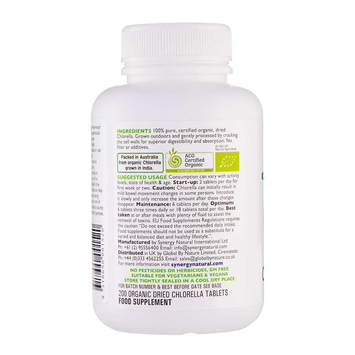 Thumbnail Synergy Natural Organic Chlorella 200 Tablets