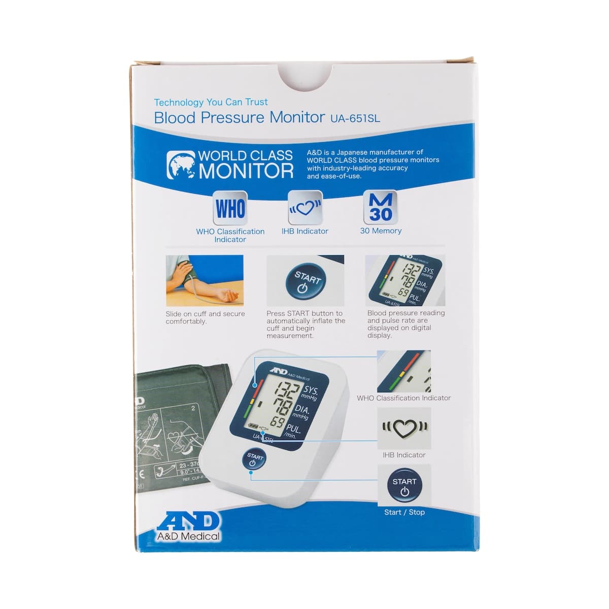 Thumbnail A&D Medical Blood Pressure Monitor UA-651SL