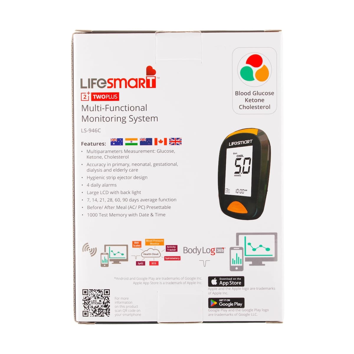 Thumbnail LifeSmart Multi Functional Monitor for Blood Glucose Ketone & Cholesterol