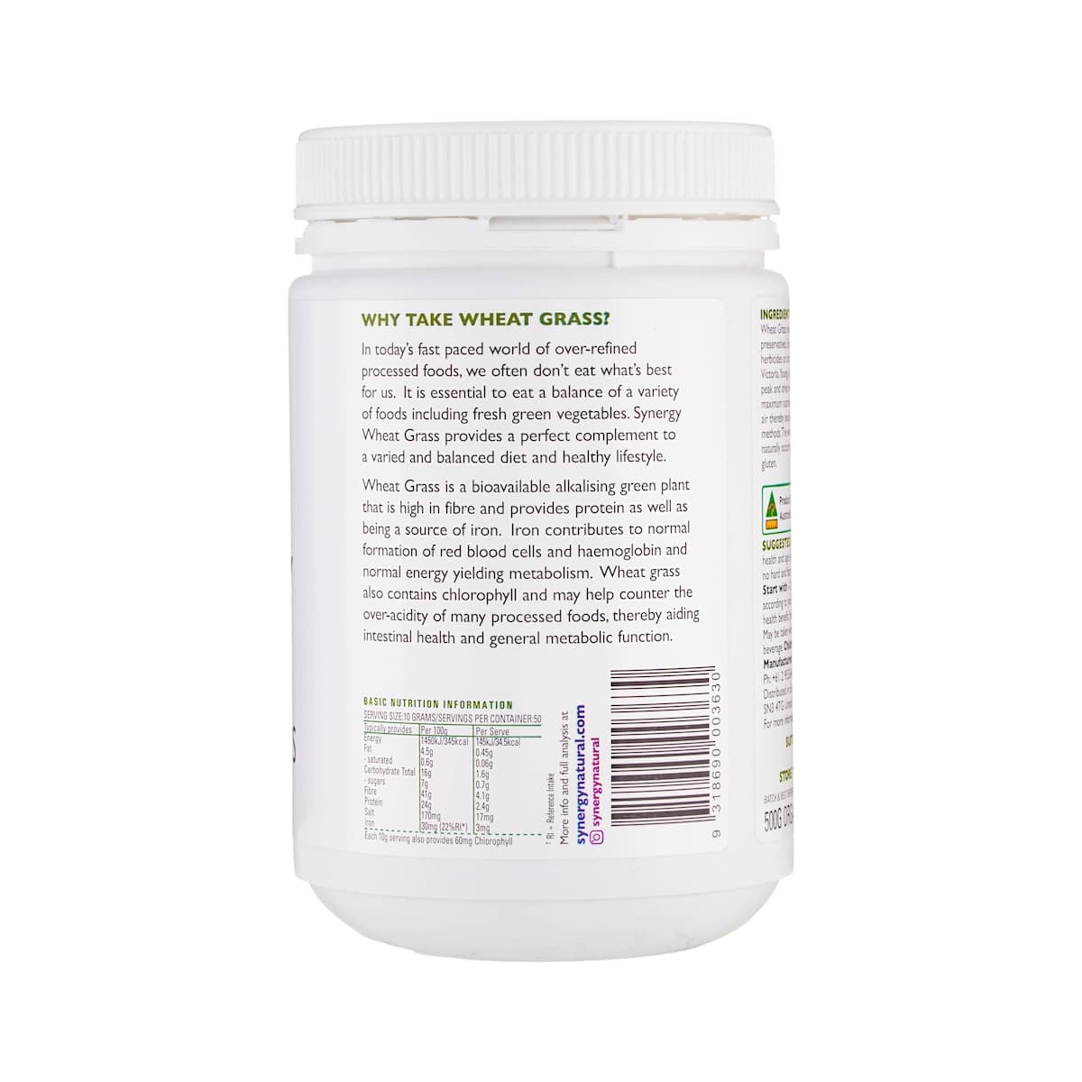 Thumbnail Synergy Natural Organic Wheat Grass Powder 500g