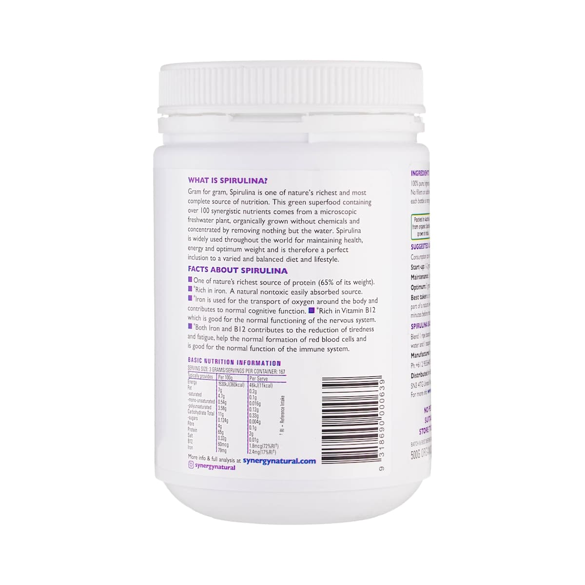 Thumbnail Synergy Natural Organic Spirulina Powder 500g
