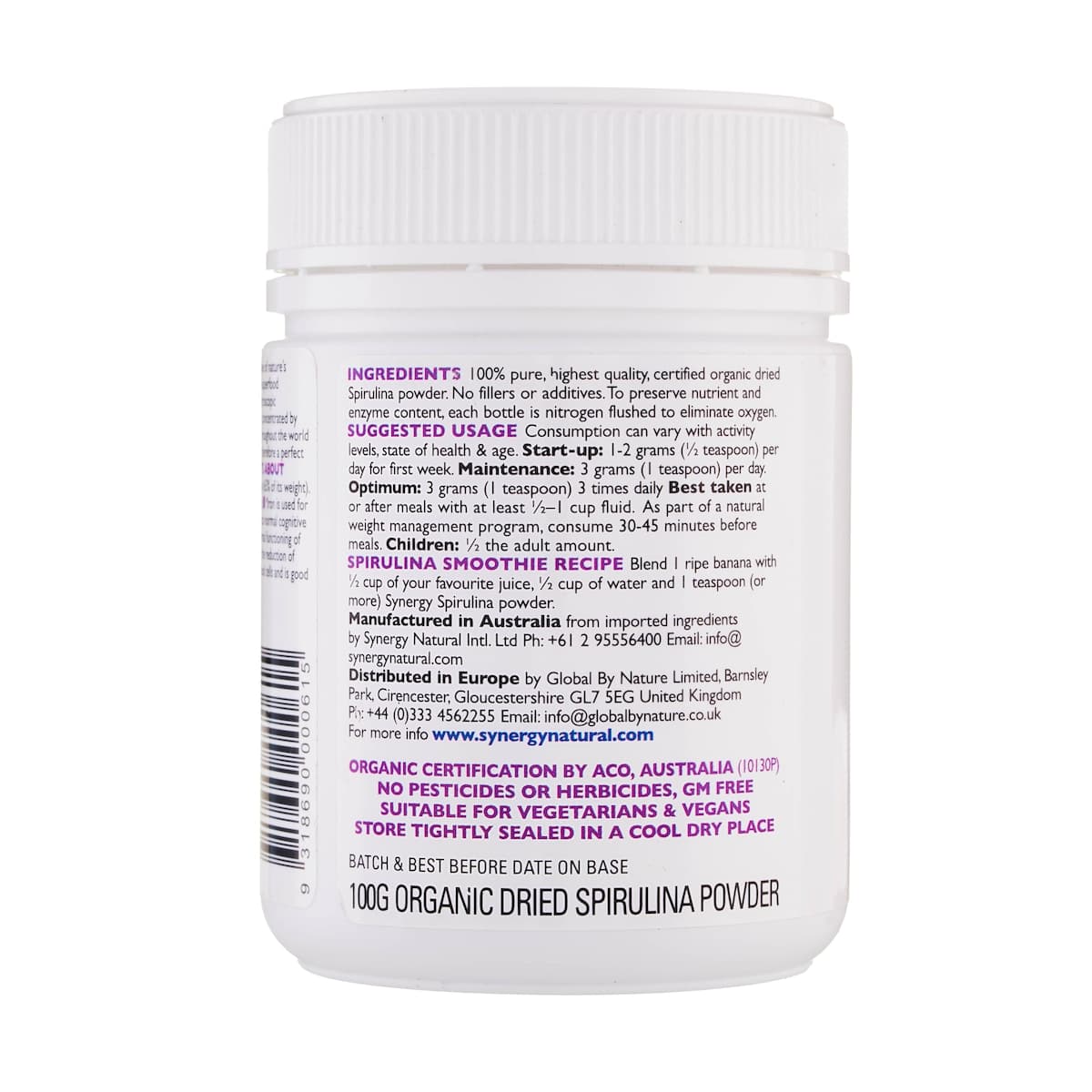 Thumbnail Synergy Natural Organic Spirulina Powder 100g