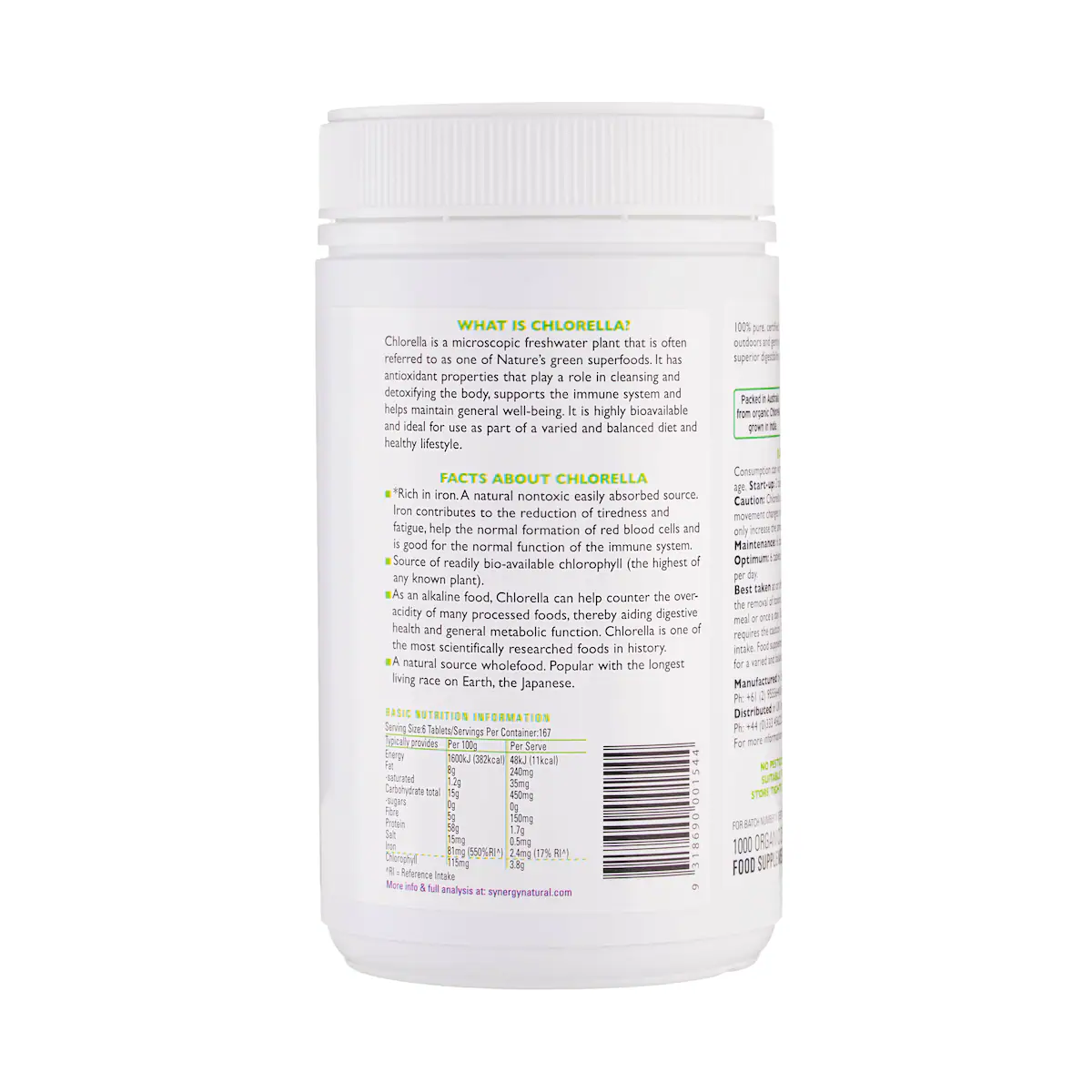 Thumbnail Synergy Natural Organic Chlorella 1000 Tablets