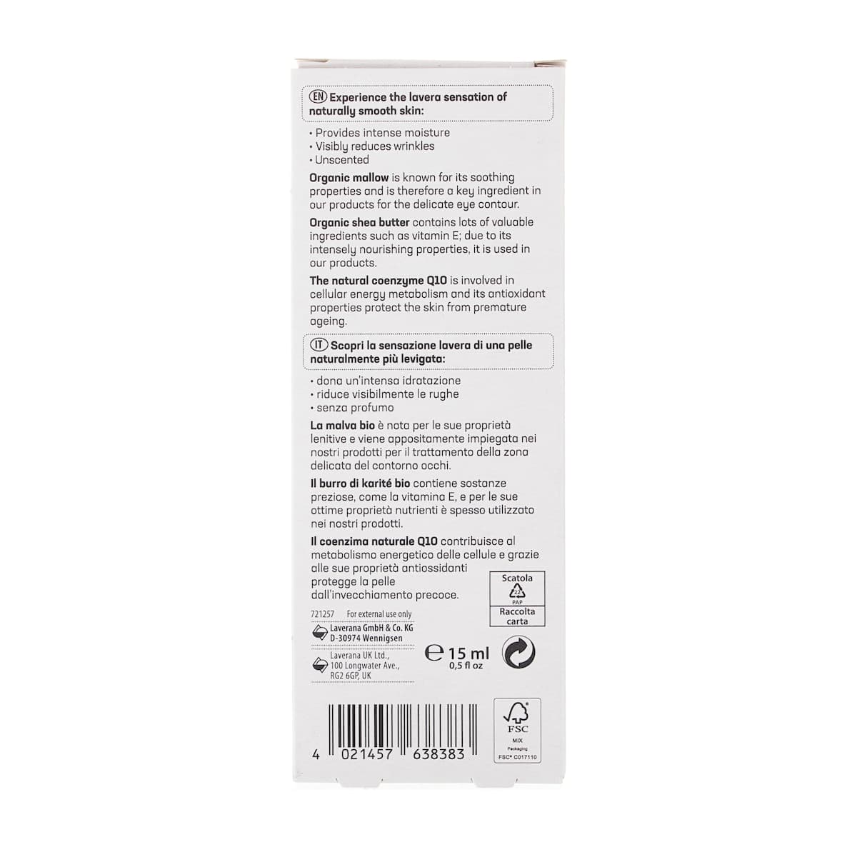 Thumbnail Lavera Basis Sensitiv Q10 Eye Cream 15ml