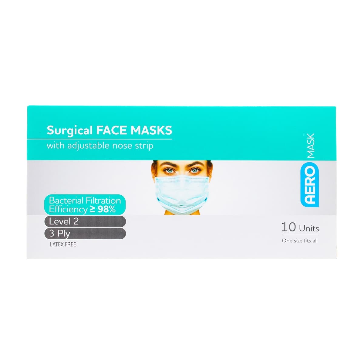 Thumbnail AeroMask Surgical Face Mask with Earloops Level 2 10 Pack