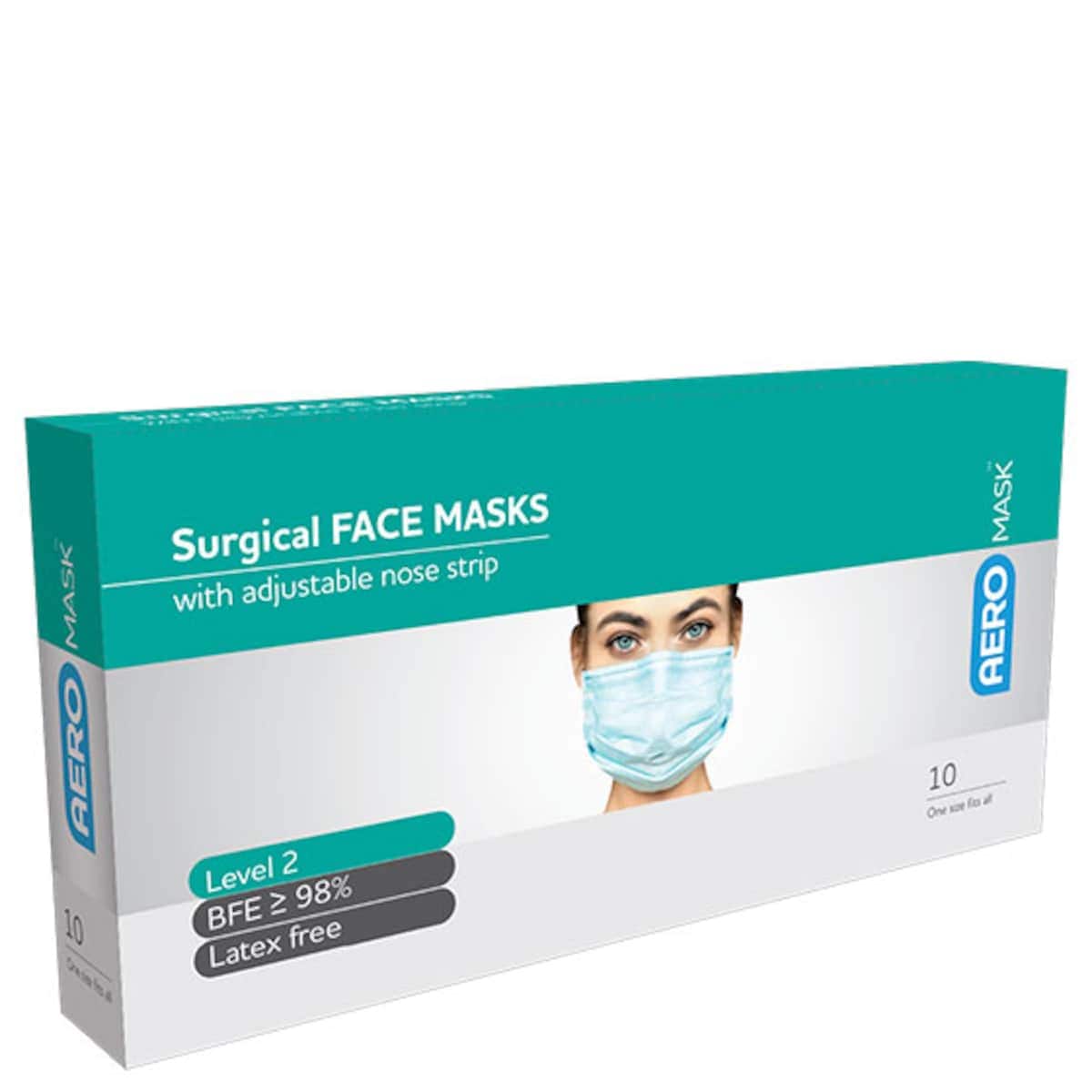 Thumbnail AeroMask Surgical Face Mask with Earloops Level 2 10 Pack