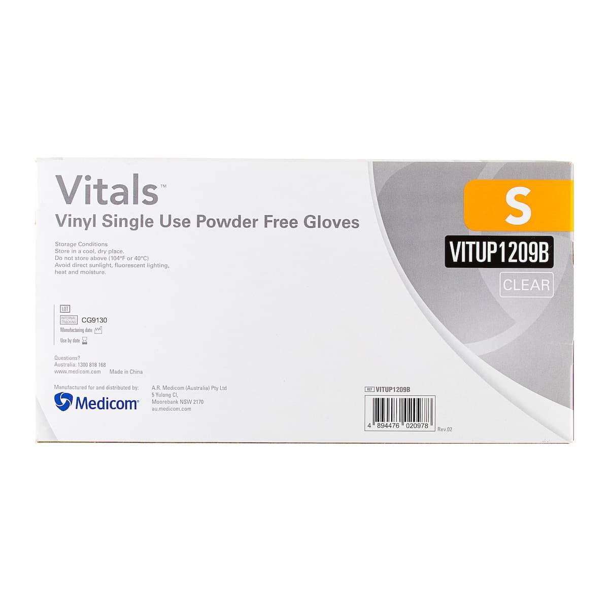 Thumbnail Medicom Vinyl Gloves Powder Free Small 100 Pack (Branding may differ depending on availability)