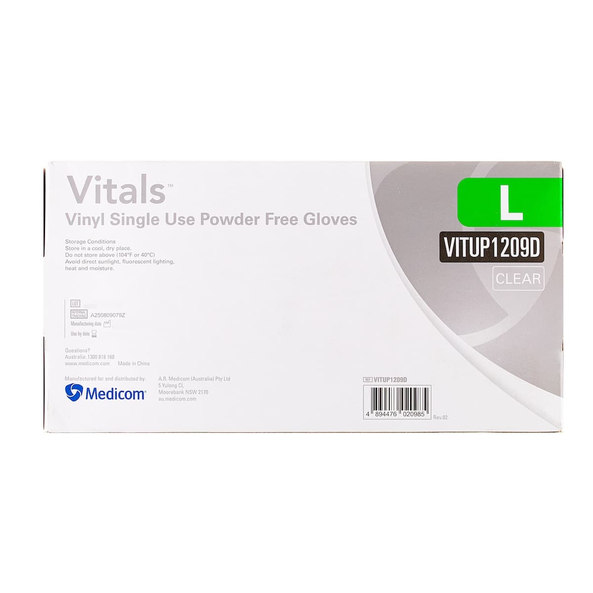 Thumbnail Medicom Vinyl Gloves Powder Free Large 100 Pack (Branding may differ depending on availability)