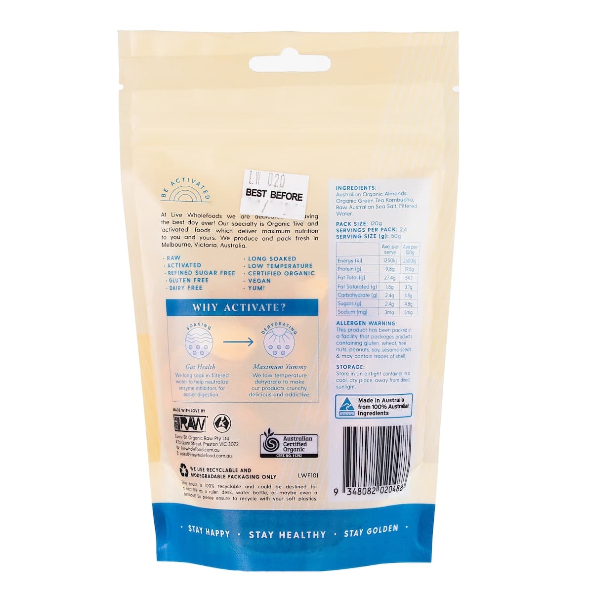 Thumbnail Live Wholefoods Organic Activated Almonds 120g