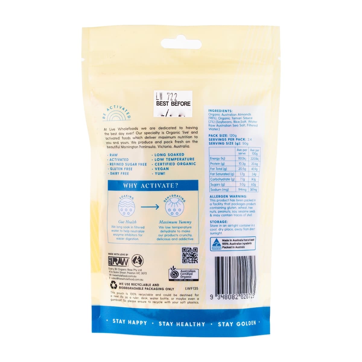 Thumbnail Live Wholefoods Org Activated Tamari Almonds 120g