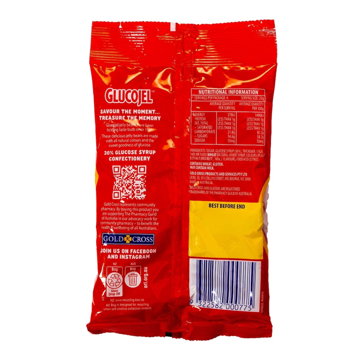 Thumbnail Gold Cross Glucojel Red Jelly Beans 150g
