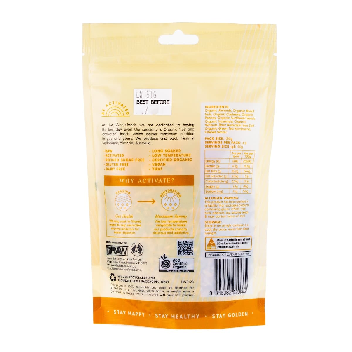 Thumbnail Live Wholefoods Org Activated Mixed Nuts & Seeds 120g