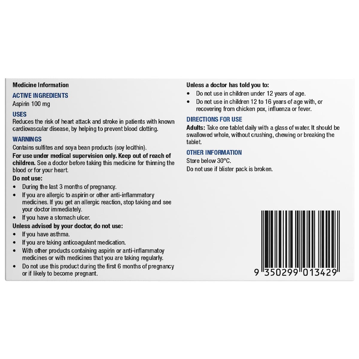 Thumbnail Chemists Own Cardio Aspirin 168 Tablets