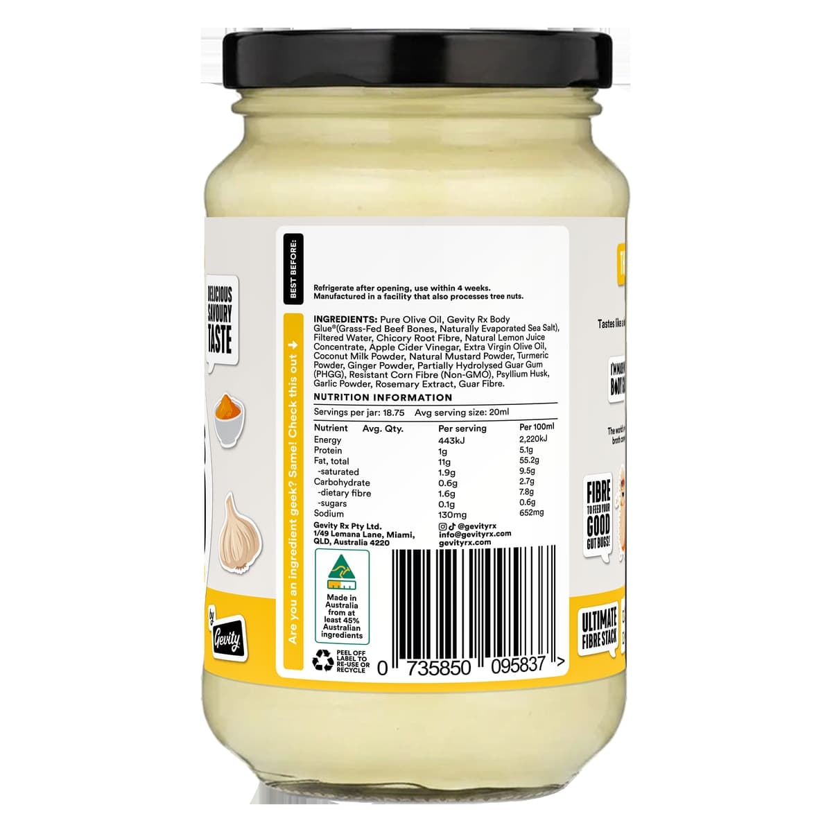 Thumbnail Gevity Rx Bone Broth Sauce Total Tummy Turmeric Mayo 375ml