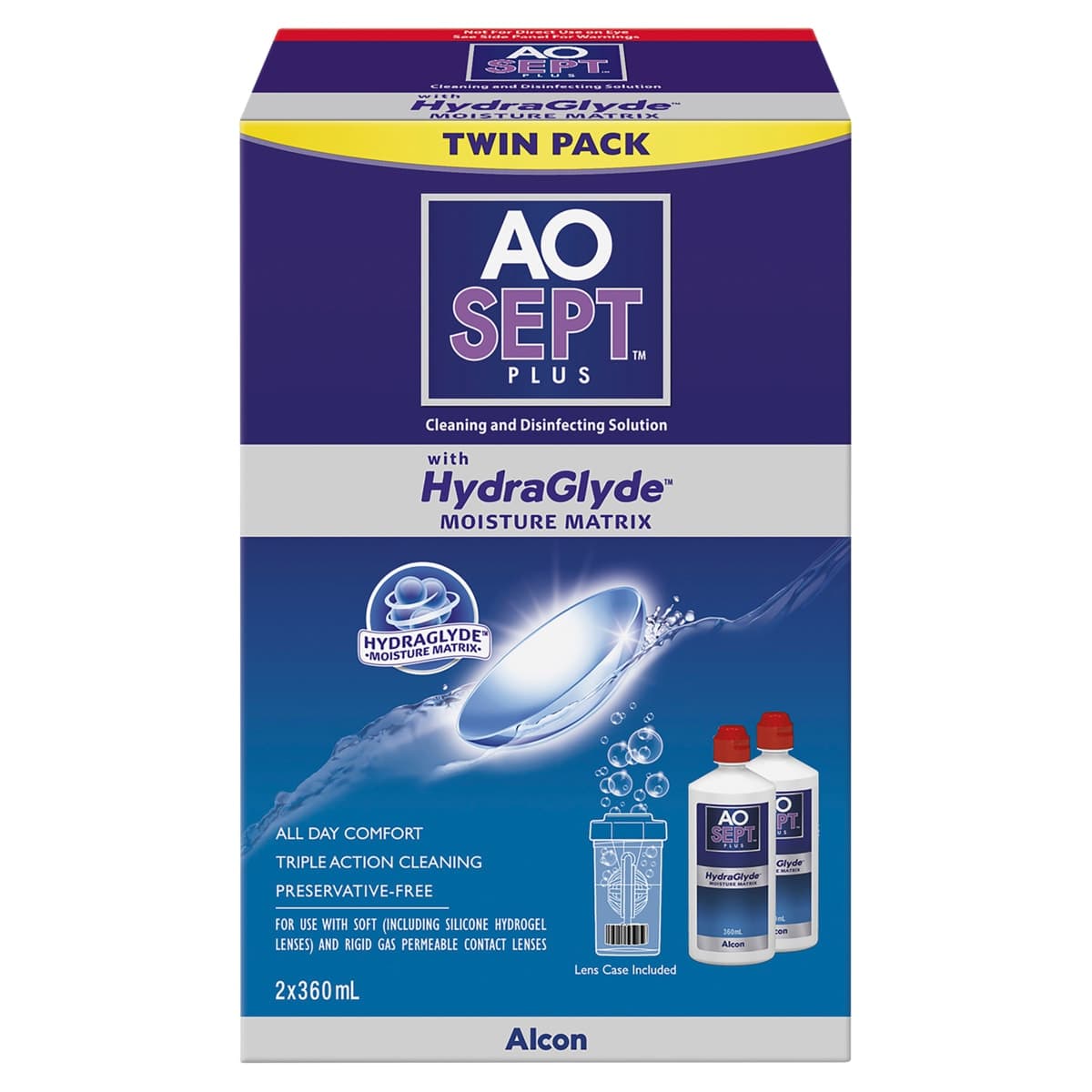 Thumbnail AoSept Plus HydraGlyde Twin Pack 2 x 360ml + Case