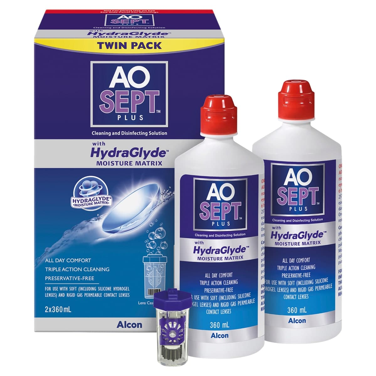 Thumbnail AoSept Plus HydraGlyde Twin Pack 2 x 360ml + Case