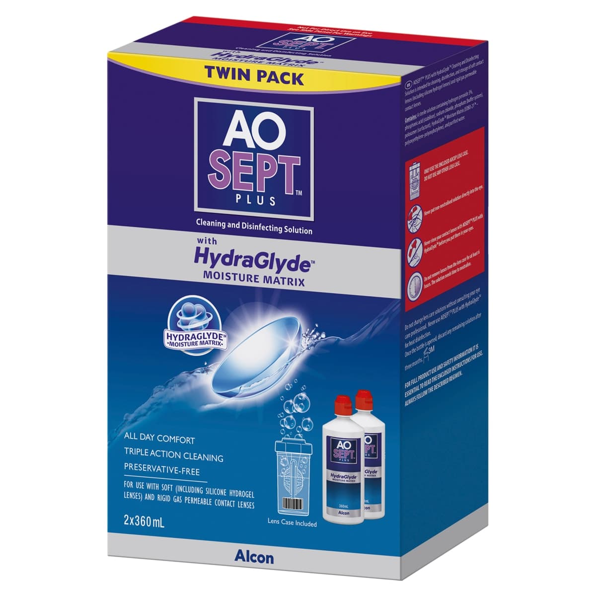 Thumbnail AoSept Plus HydraGlyde Twin Pack 2 x 360ml + Case
