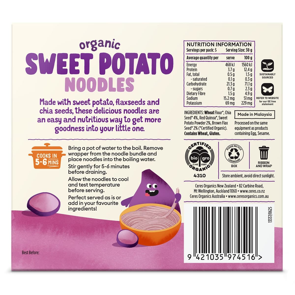 Thumbnail Ceres Organics Baby Noodles Sweet Potato 150g