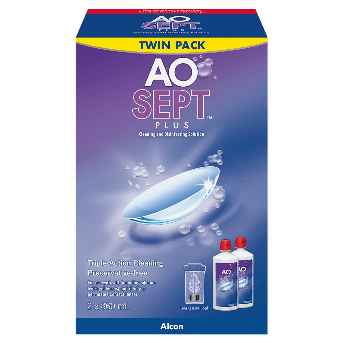 Thumbnail AoSept Plus Lens Solution 2 x 360ml + 1 Lens Case