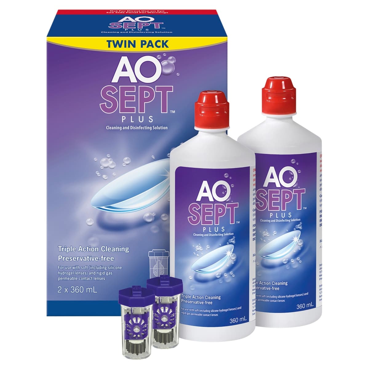 Thumbnail AoSept Plus Lens Solution 2 x 360ml + 1 Lens Case