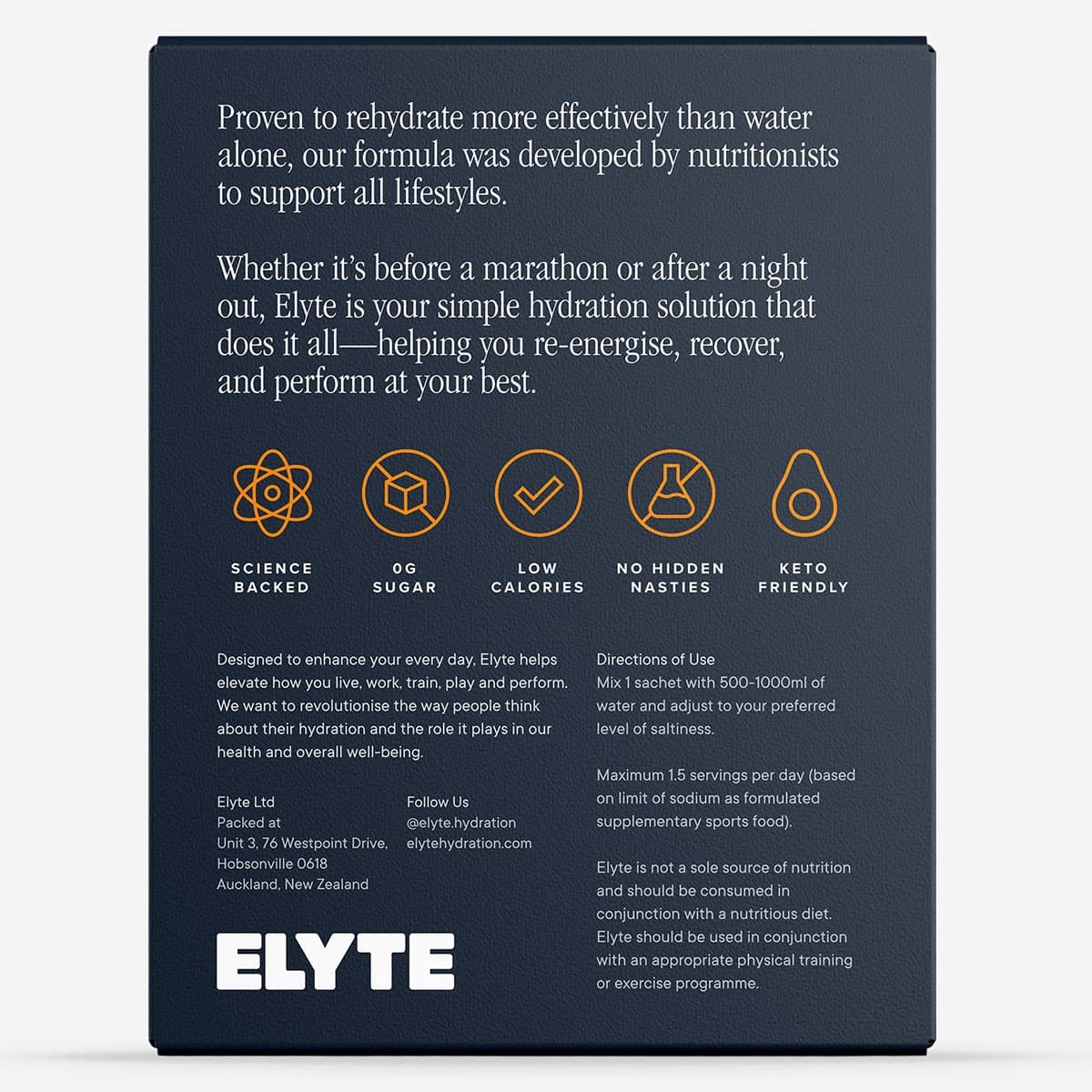 Thumbnail Elyte Hydration Powder Electrolyte Drink Orange 12 Pack