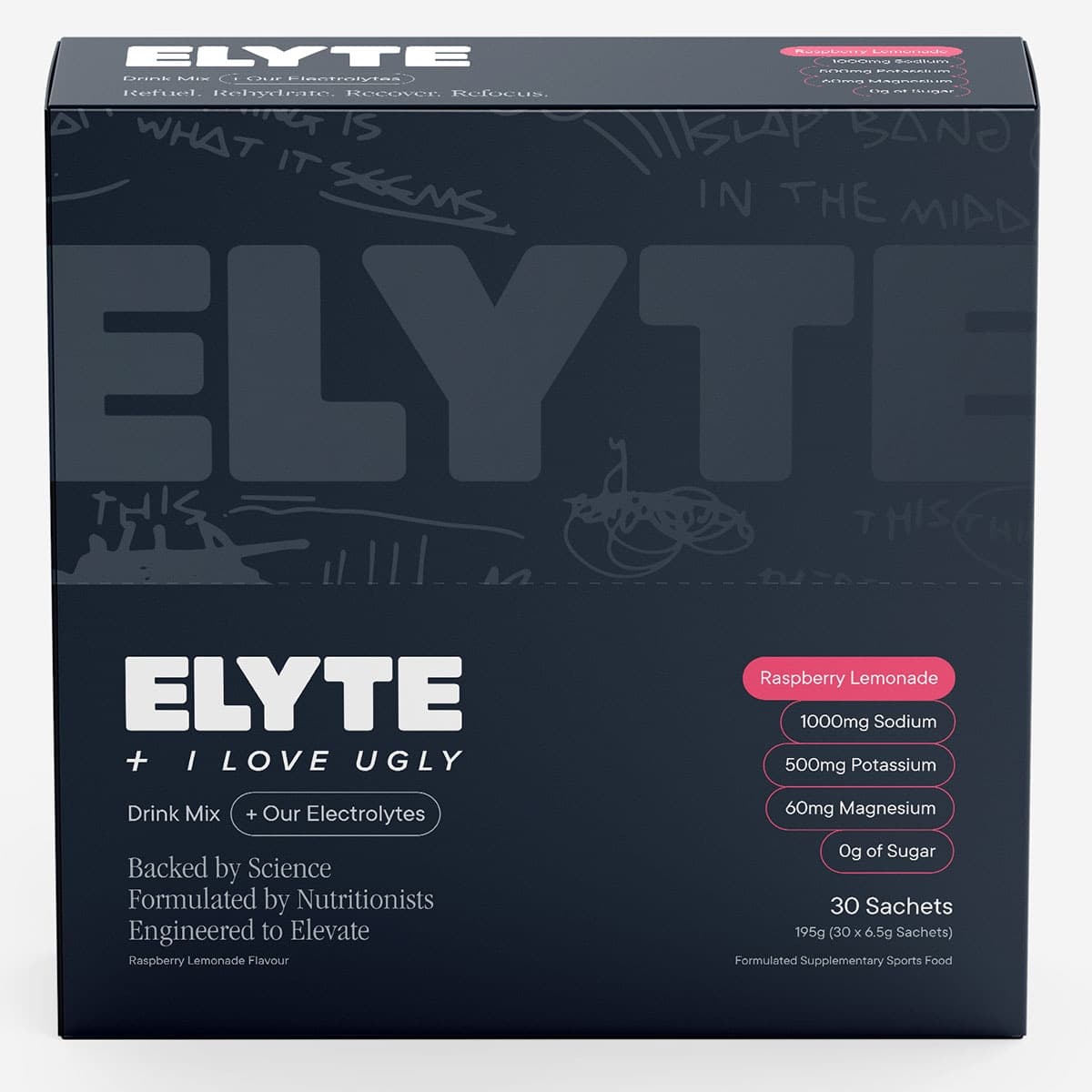 Elyte Hydration Powder Electrolyte Drink Rasperry Lemonade 30 Pack