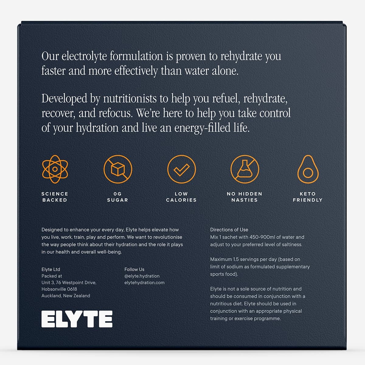 Thumbnail Elyte Hydration Powder Electrolyte Drink Orange 30 Pack