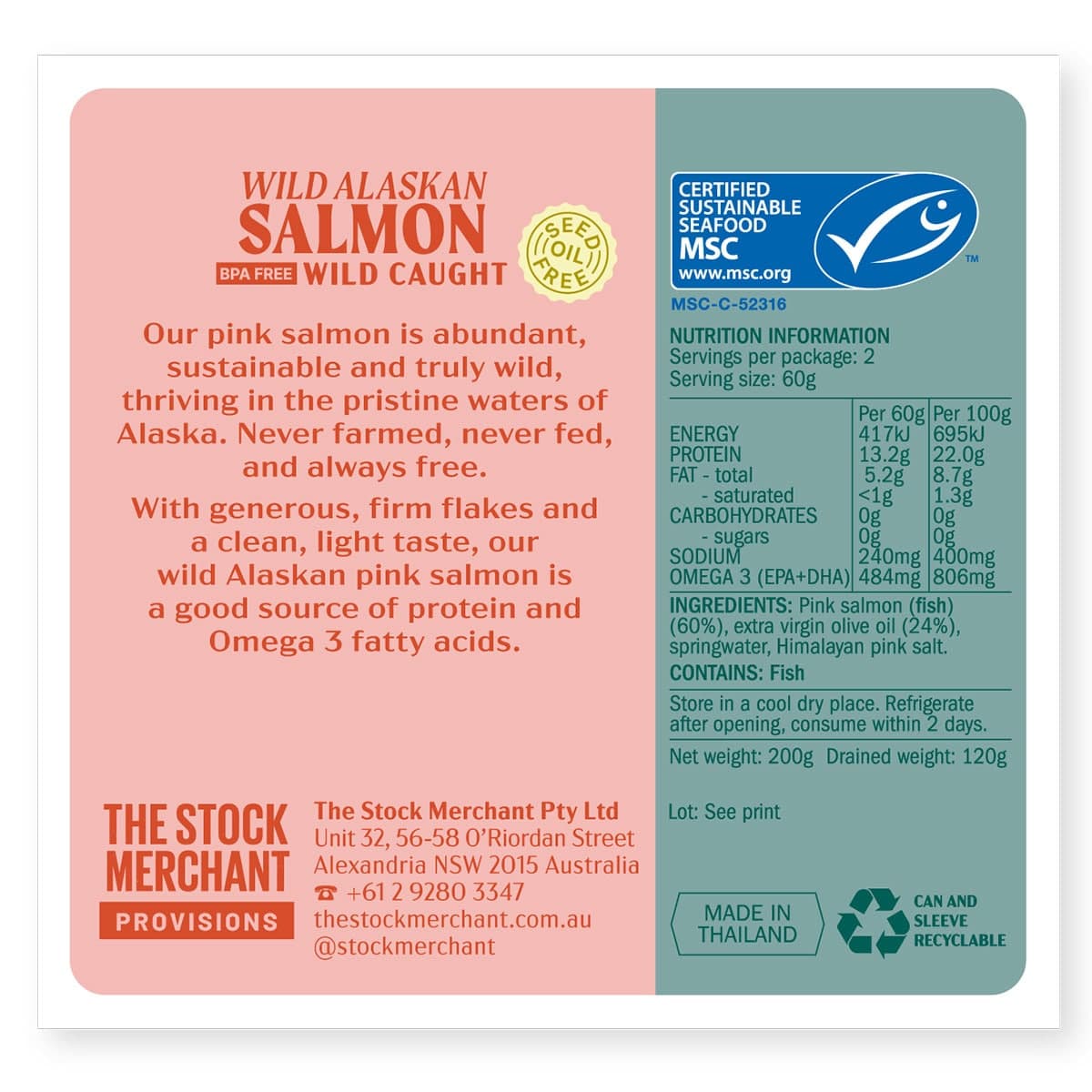 Thumbnail The Stock Merchant MSC Wild Salmon in Extra Virgin Olive Oil 200g
