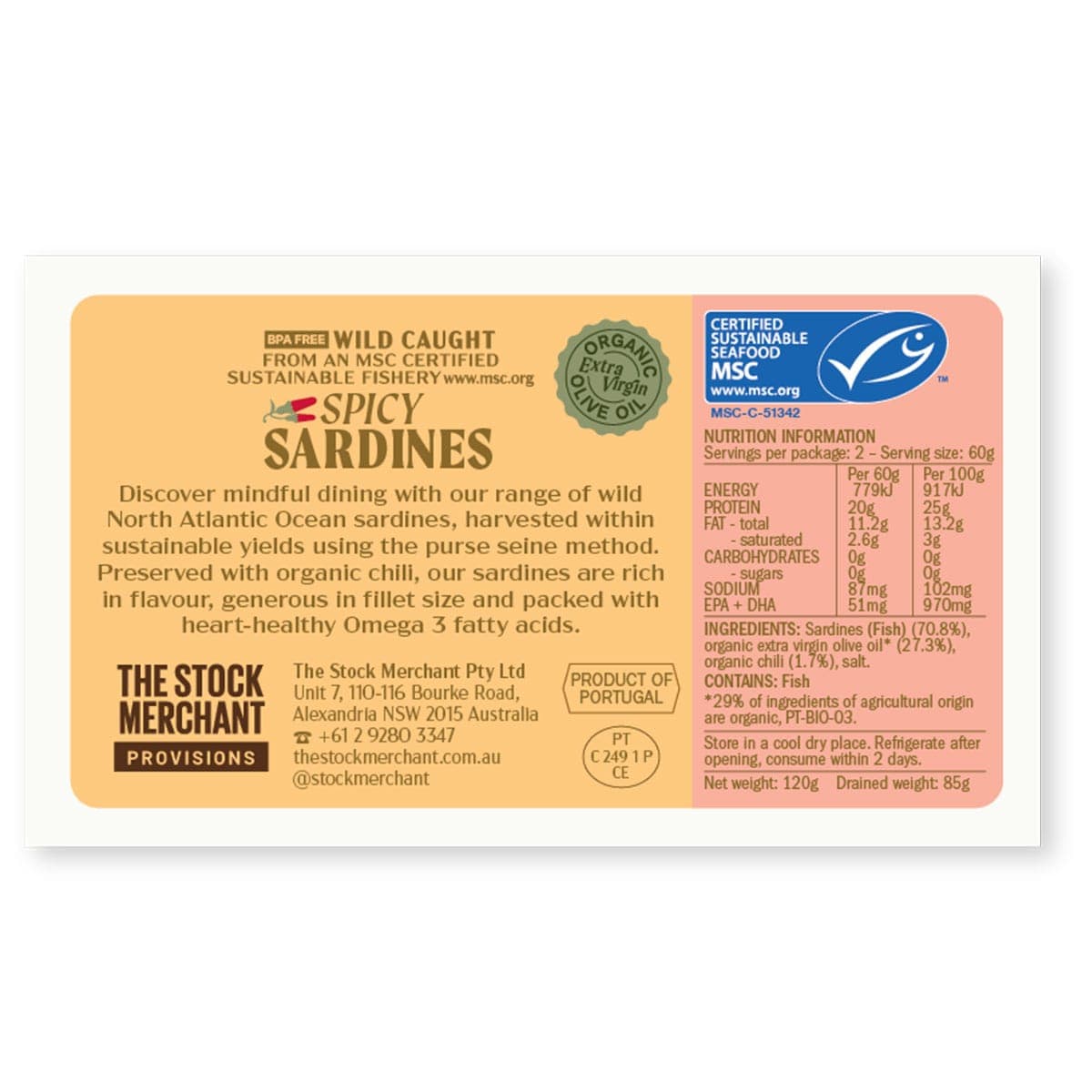 Thumbnail The Stock Merchant MSC Spicy Sardines in Extra Virgin Olive Oil 120g