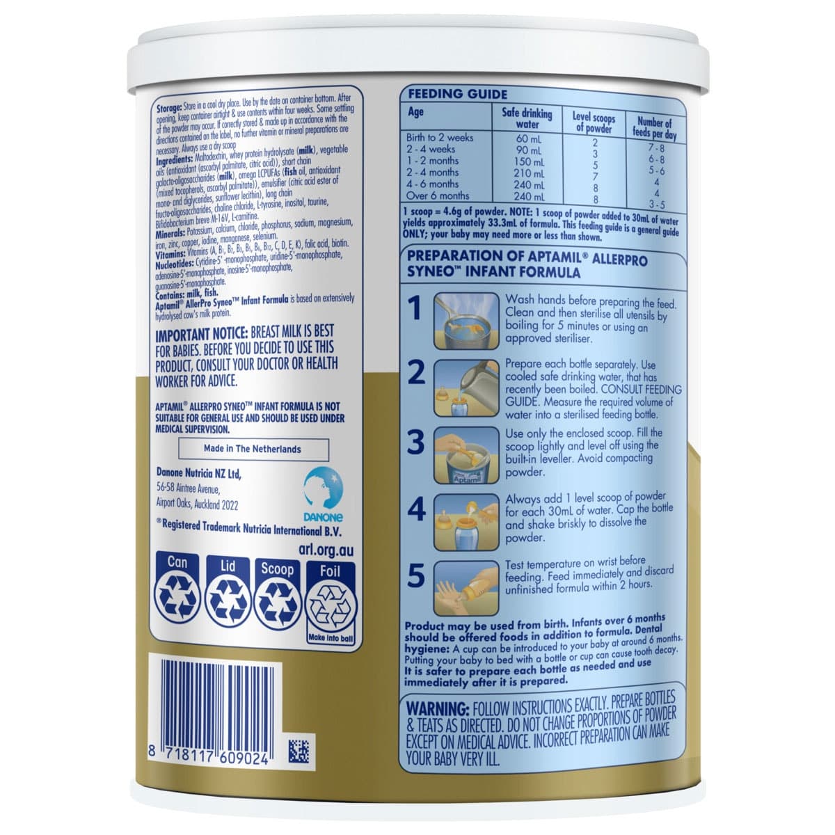 Thumbnail Aptamil AllerPro Syneo Allergy Premium Infant Formula Stage 1 900g