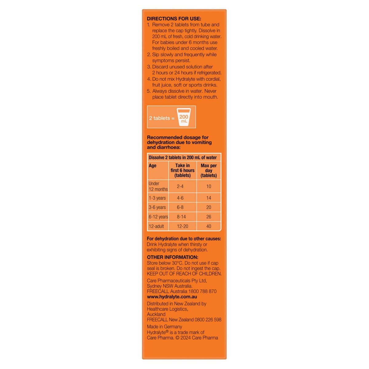Thumbnail Hydralyte Effervescent Electrolyte Tablets Orange 20 Pack