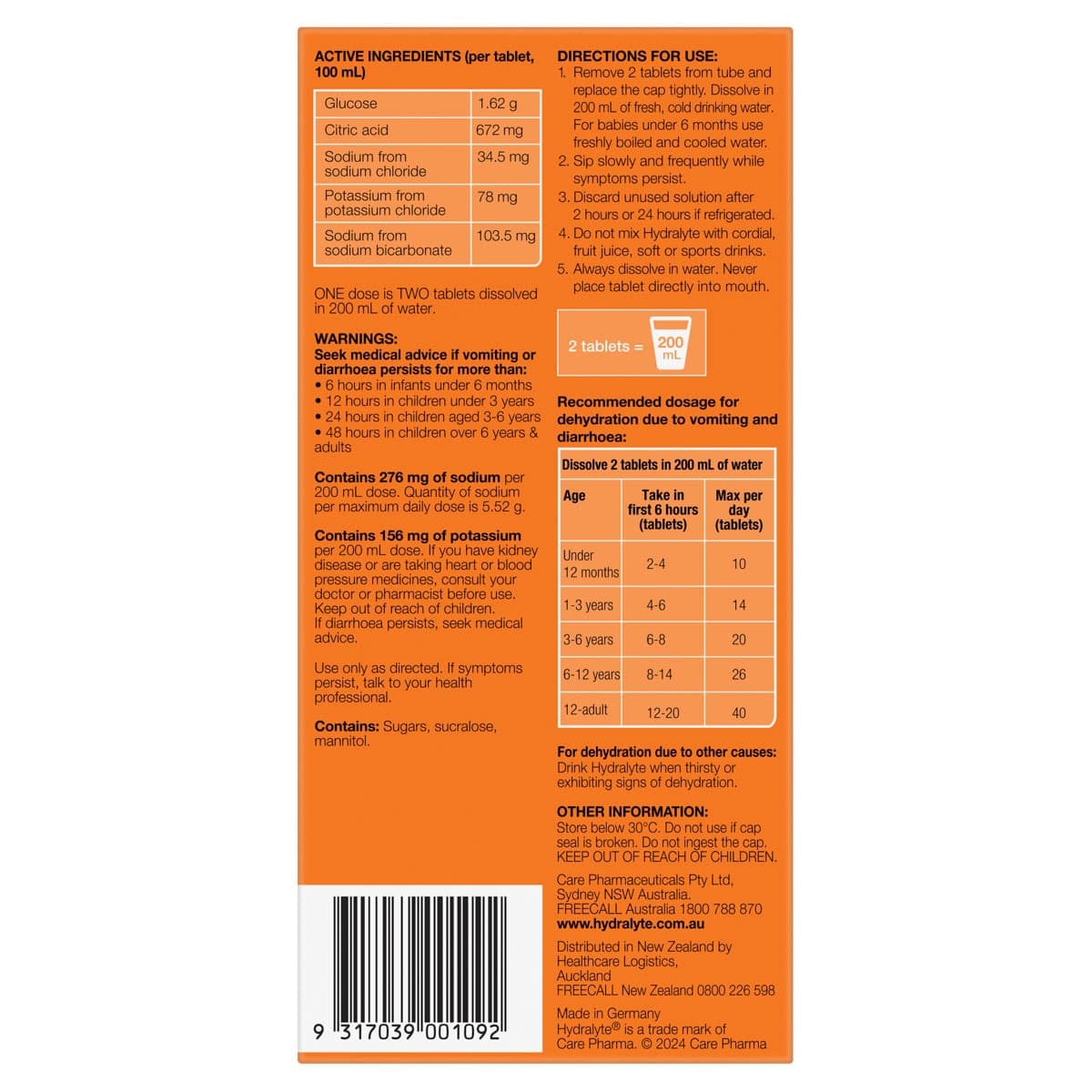 Thumbnail Hydralyte Effervescent Electrolyte Tablets Orange 40 Pack