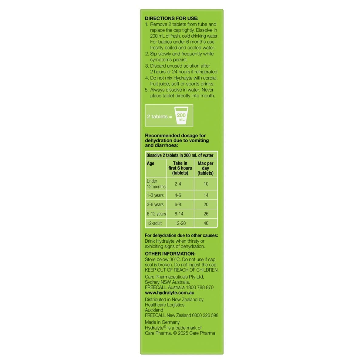 Thumbnail Hydralyte Effervescent Electrolyte Tablets Lemon Lime 20 Pack