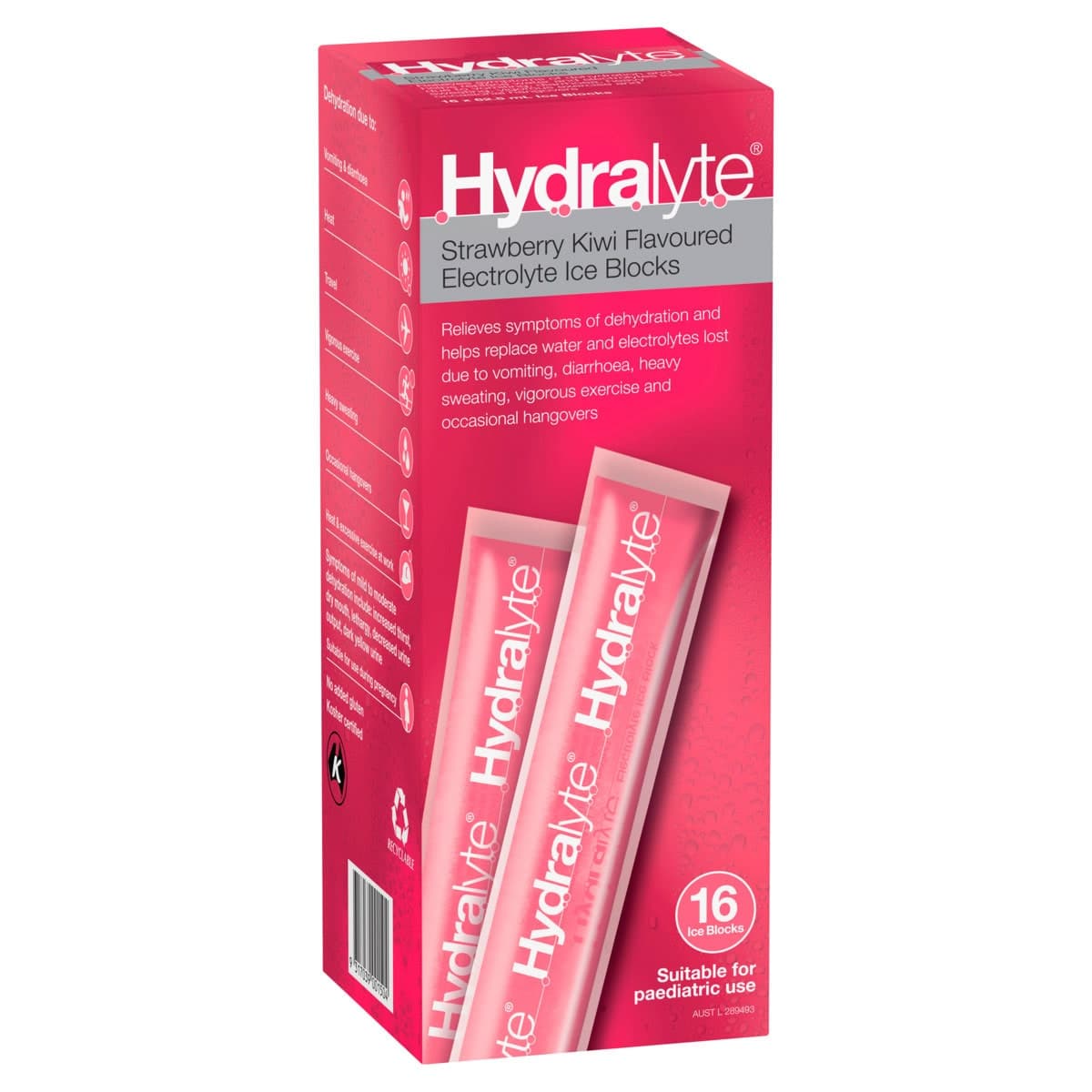 Thumbnail Hydralyte Electrolyte Ice Blocks Strawberry Kiwi 16 Pack