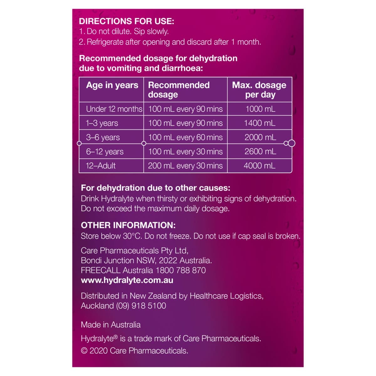 Thumbnail Hydralyte Ready to Drink Solution Apple Blackcurrant 4 x 250ml