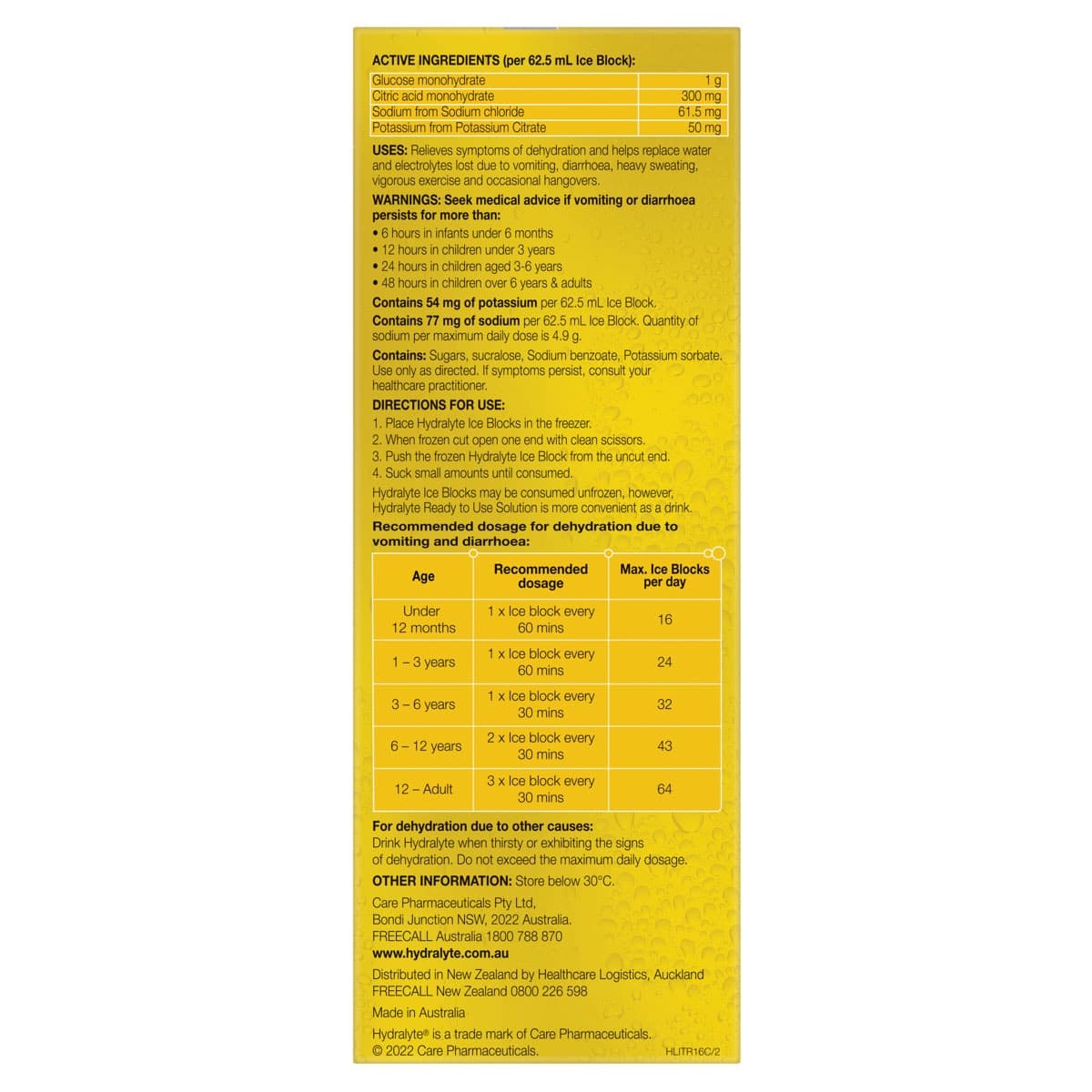 Thumbnail Hydralyte Electrolyte Ice Blocks Tropical 16 Pack
