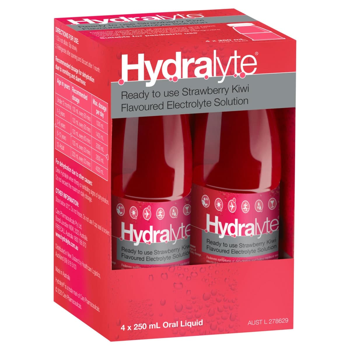 Thumbnail Hydralyte Ready to Use Electrolyte Solution Strawberry Kiwi 4 x 250ml