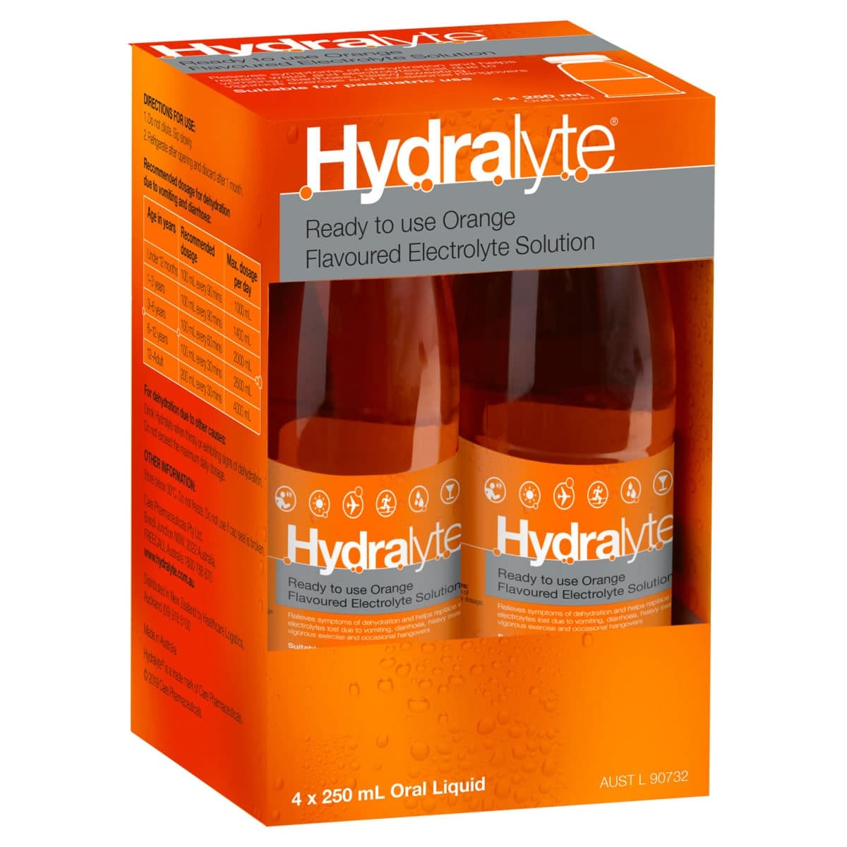 Thumbnail Hydralyte Ready to Use Electrolyte Solution Orange 4 x 250ml