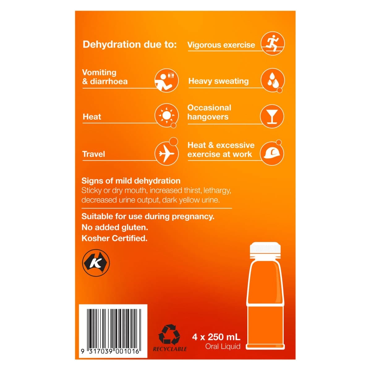 Thumbnail Hydralyte Ready to Use Electrolyte Solution Orange 4 x 250ml